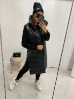 Długa czarna kamizelka TMC moda.