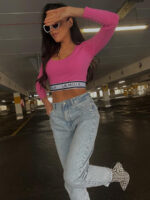 Różowy, krótki top Lamilla.