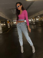 Różowy top z długim rękawem Lamilla.