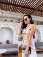 satynowa bluzka na ramiączkach