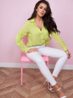 limonkowa koszula, bluzka, klasyczny fason