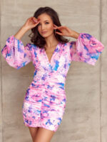 sukienka z bufiastymi rękawkami z szyfonu