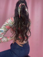 body w kwiaty z troczkiem do włosów