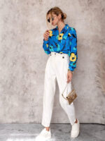 niebieska koszula w kwiaty