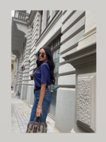 Granatowy t-shirt Lamilla.