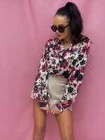 Koszula w czarno różowe kwiaty Lamilla.