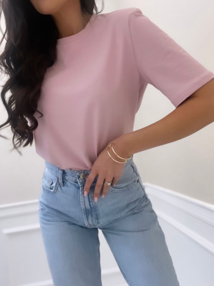 podkoszulek bawełniany w pudrowym różu