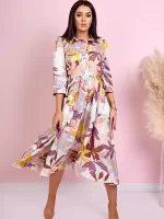 Midi sukienka w pastelowe kwiaty Lola Fashion.