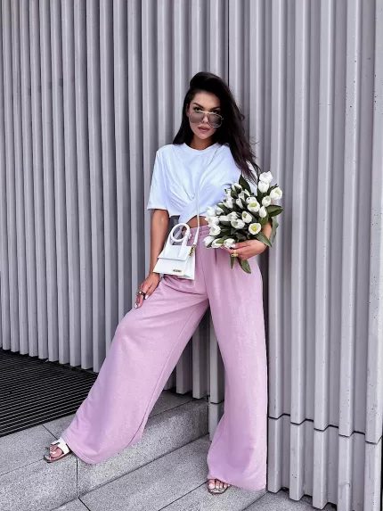 Bawełniane, różowe spodnie LaMilla