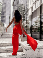 Czerwony satynowy kombinezon LaMilla