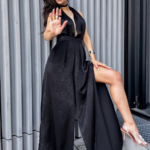 Czarny satynowy kombinezon LaMilla