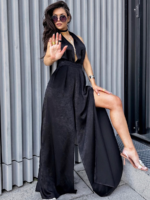 Czarny satynowy kombinezon LaMilla