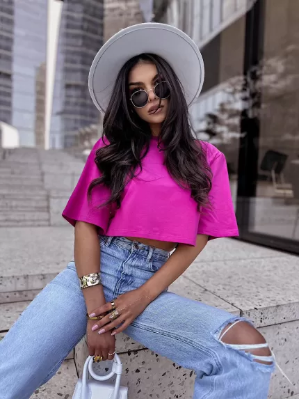 Fuksjowa, krótka bluzka LaMilla.