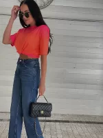 Pomarańczowo - różowy t-shirt LaMilla