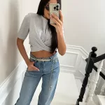 Szary wiązany t-shirt LaMilla