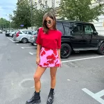 Czerwona bluzka z poduszkami na ramionach LaMilla