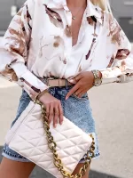 Bluzka w beżowe wzory polskiej produkcji Simplicity