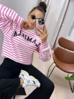 Biała bluza w różowe paski LaMilla