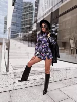 Bluzka i spódniczka w filetowe kwiaty LaMilla