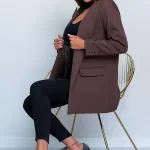 Marynarka polskiej produkcji w brązowym kolorze