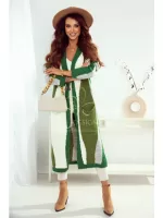 Długi wełniany, kolorowy kardigan polskiej produkcji