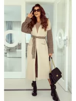 Długi jesienny kardigan w kolorze beżowo piaskowym
