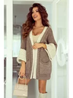 nie zapinany sweter w kolorze beżowym