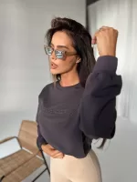 Krótka bluza w grafitowym kolorze La Manuel