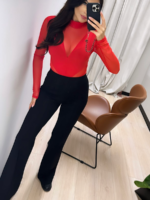 Czarne spodnie z szeroką nogawką i wysokim stanem LaMilla