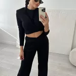 Czarne, szerokie spodnie bawełniane LaMilla