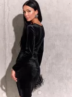 Czarna welurowa sukienka