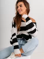 Sweter w czarno białe paski