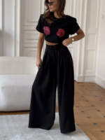Szerokie eleganckie czarne spodnie LaMilla