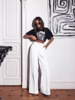 Białe szerokie jeansy LaMilla