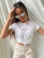 Biały podkoszulek z wyszywanym logiem LaManuel