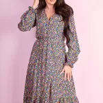 Midi sukienka z wiskozy w drobne kwiaty.