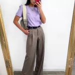 Beżowe szerokie spodnie Lamilla