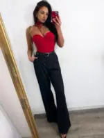 Czerwone gorsetowe body z chokerem na szyje LaMilla