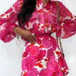 Bluzka w kwiaty szyfonowa i spodenko - spódniczka LaMilla