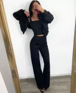 Czarna bomberka ze spodniami i topem Lamilla