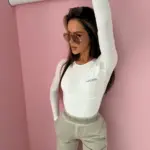 Białe body z długim rękawem LaManuel