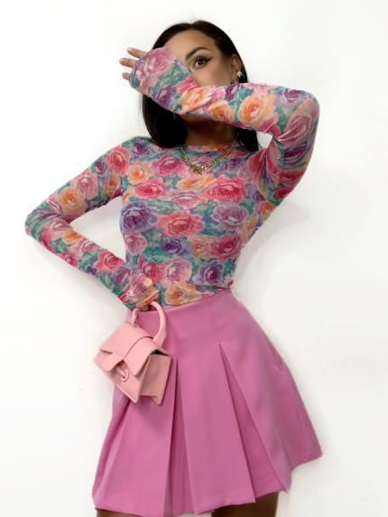 Bluzka sieteczka w kwiaty z długim rękawem LaMilla