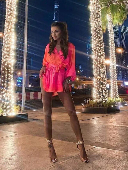 Różowo pomarańczowy kombinezon ombre LaMilla