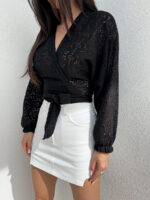 Czarne ażurowe kimono By Me