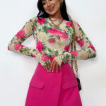 Siateczka w kwiaty z długim rękawem Lamilla