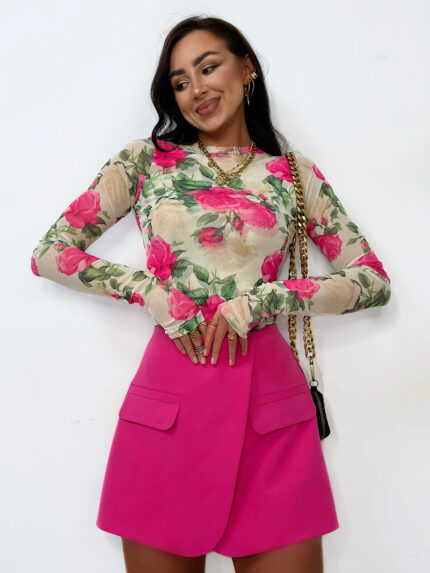 Siateczka w kwiaty z długim rękawem Lamilla