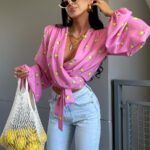 Różowa bluzka w cytrynki Lamilla