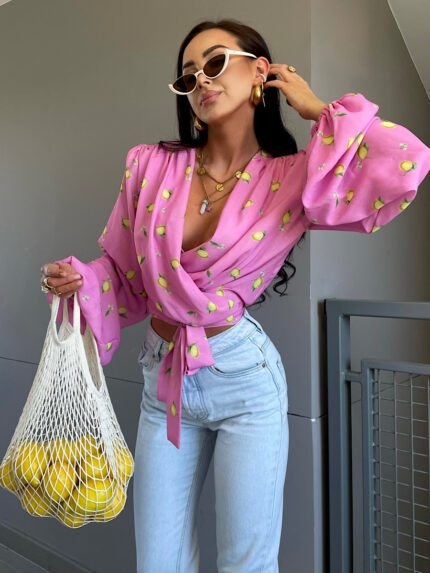 Różowa bluzka w cytrynki Lamilla