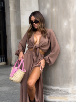 Wiązana bluzka z szerokimi spodniami Lamilla