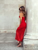 Czerwona ażurowa sukienka Lamilla